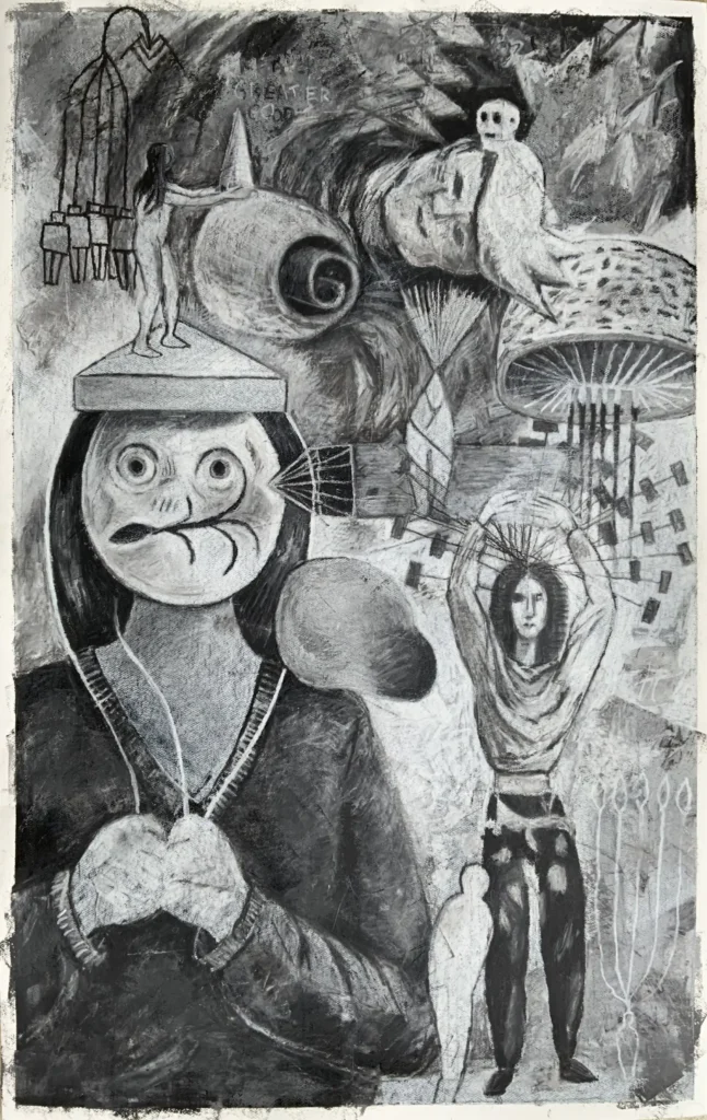 dirt-2, industry paint stick, ink, paper, 143x91cm